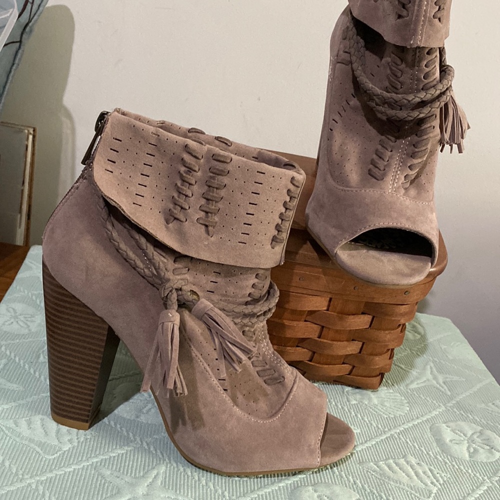 Bamboo open toe booties, Size 7